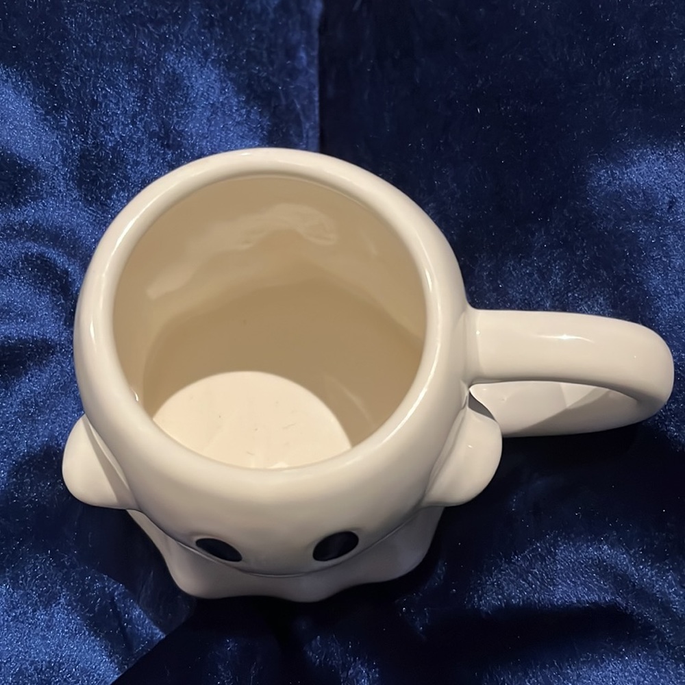 Halloween Stoneware White Ghost Mug with a Crooked Smile by Threshold 8 Oz. - Picture 6 of 8